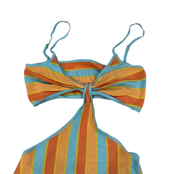 Princess Polly Alicia Mini dress Striped Orange and Blue Cutout Dress - Picture 6 of 9